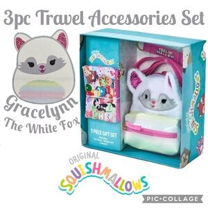✨Squishmallows✨Gracelynn The White Fox✨3pc Travel Accessories Boxed Gift Set✨